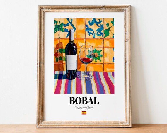 Bobal Wine Wall Art Print Poster Bold Red Artwork For Kitchens