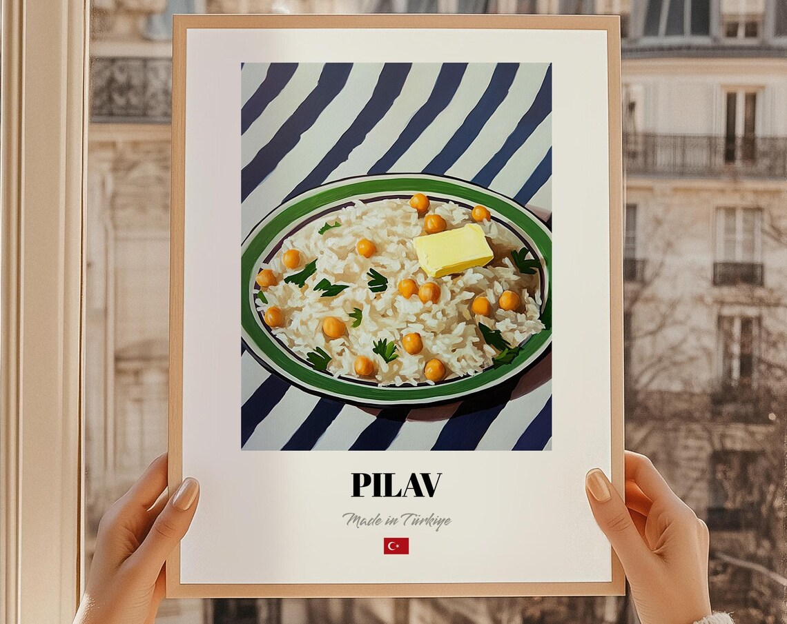 Pilav Rice Chickpeas Made in Turkiye Turkish Food Painting Poster