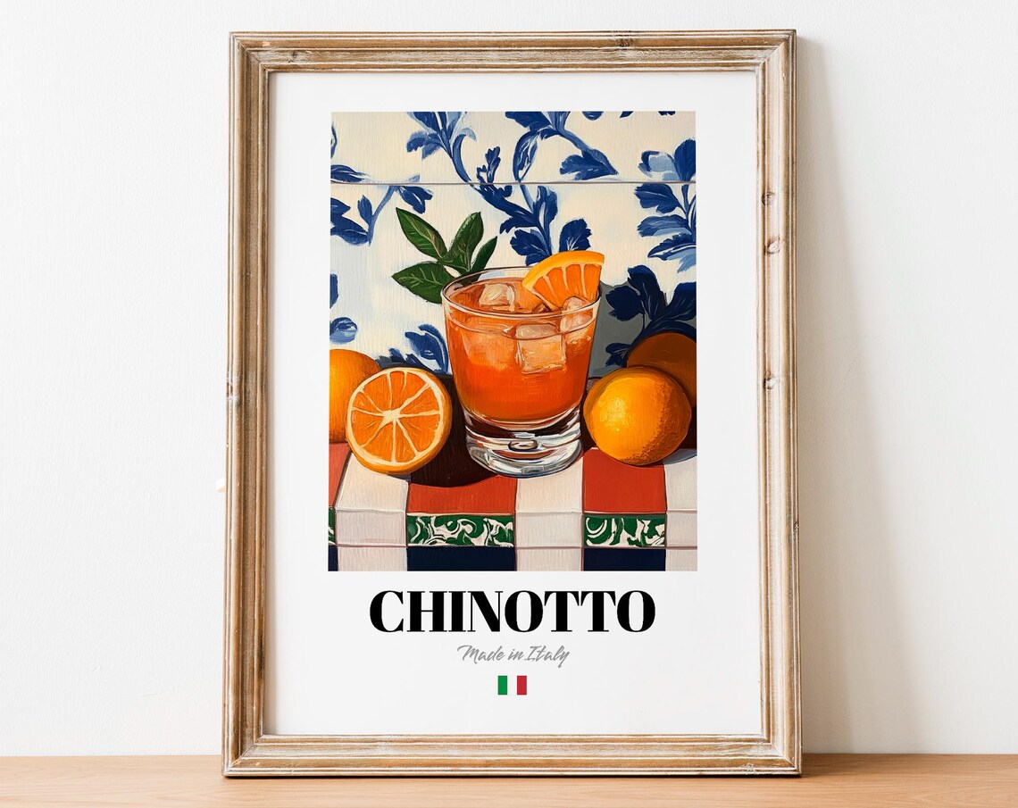 Chinotto Bitter Orange Aperitivo Italian Tile Still Life Poster