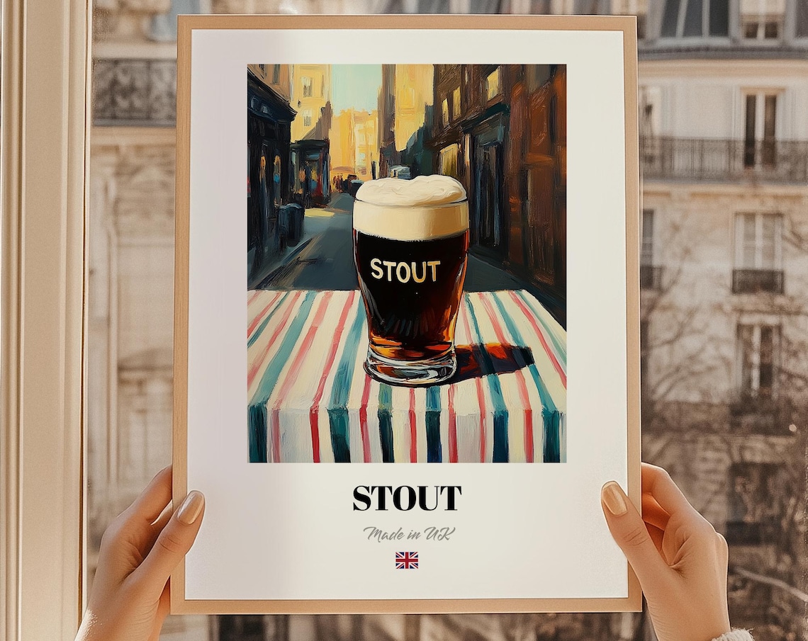 Stout English Beer Poster, British Bar Gift