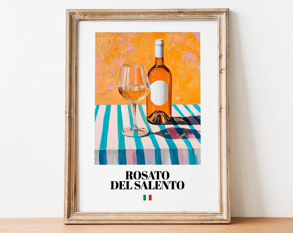 Vintage Rosato Bottle Print Poster Mediterranean Wine Art For Culinary Spaces