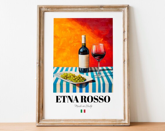 Etna Rosso Wall Art Print Poster Sicilian Wine Artwork With Volcanic Flair