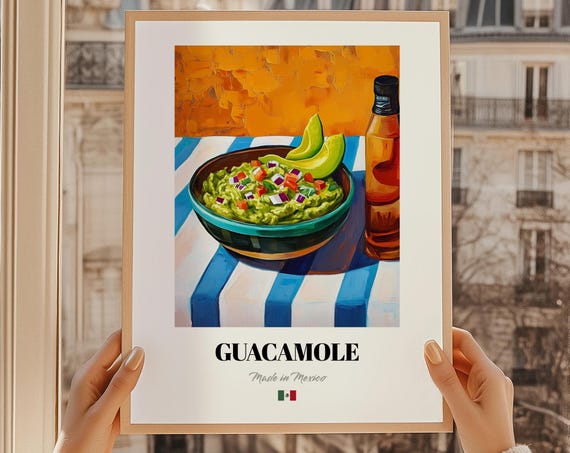 Guacamole Print Mexican Food Illustration Cuisine Poster