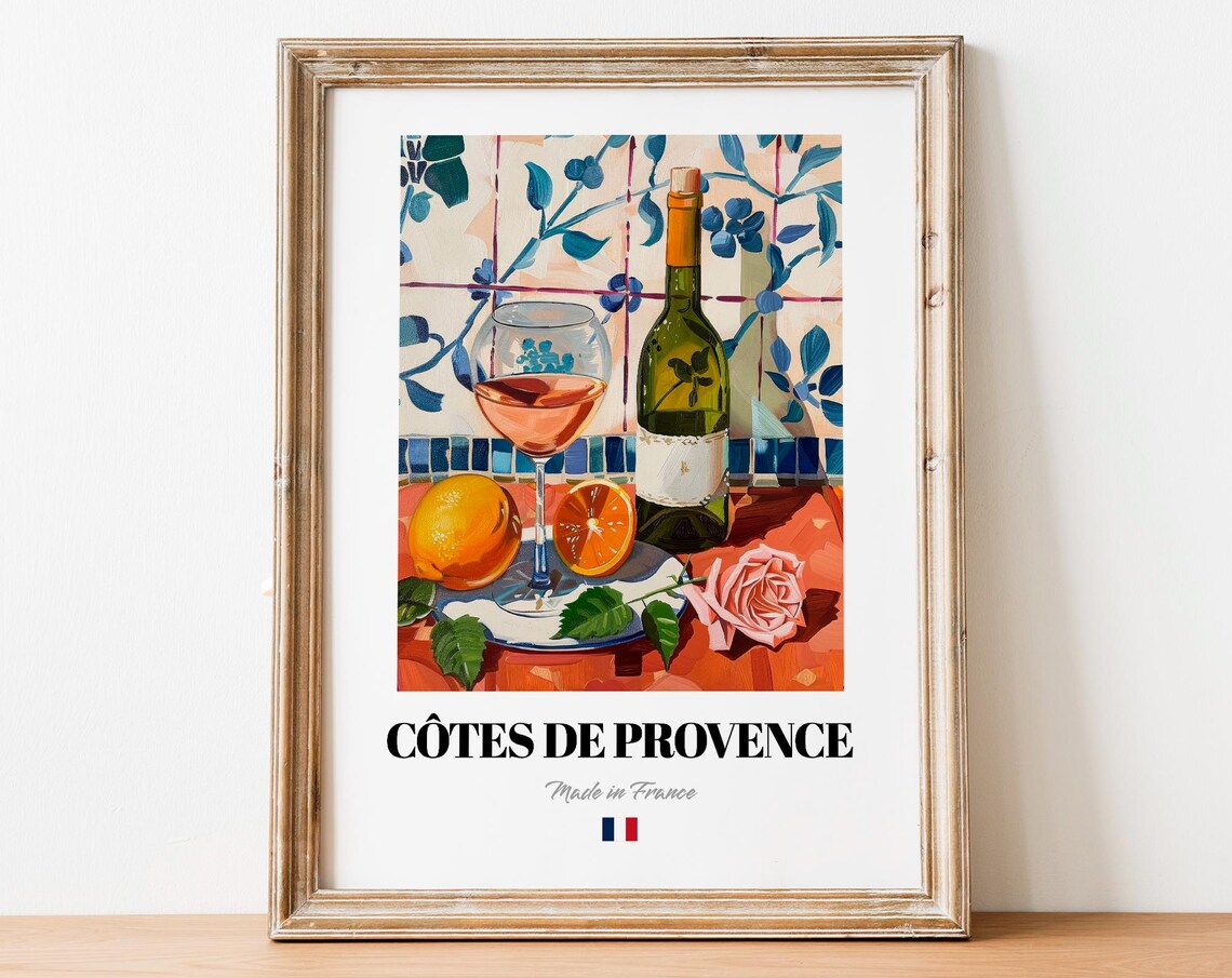 Vintage Ctes De Provence Art Print Poster French Ros Artwork For Kitchens