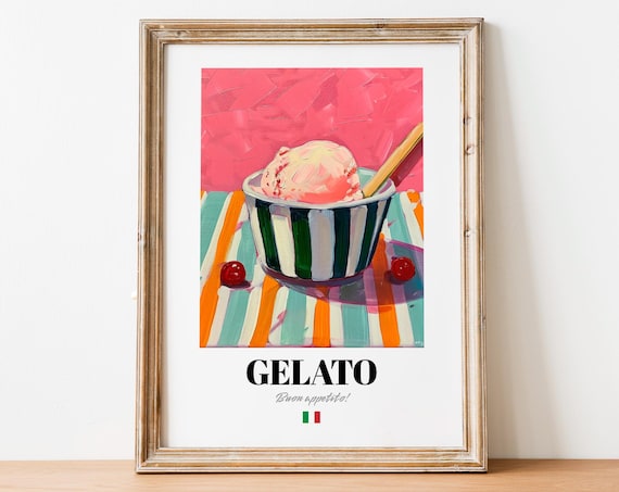 Gelato Dessert Decor Art Print, Sweet Lovers