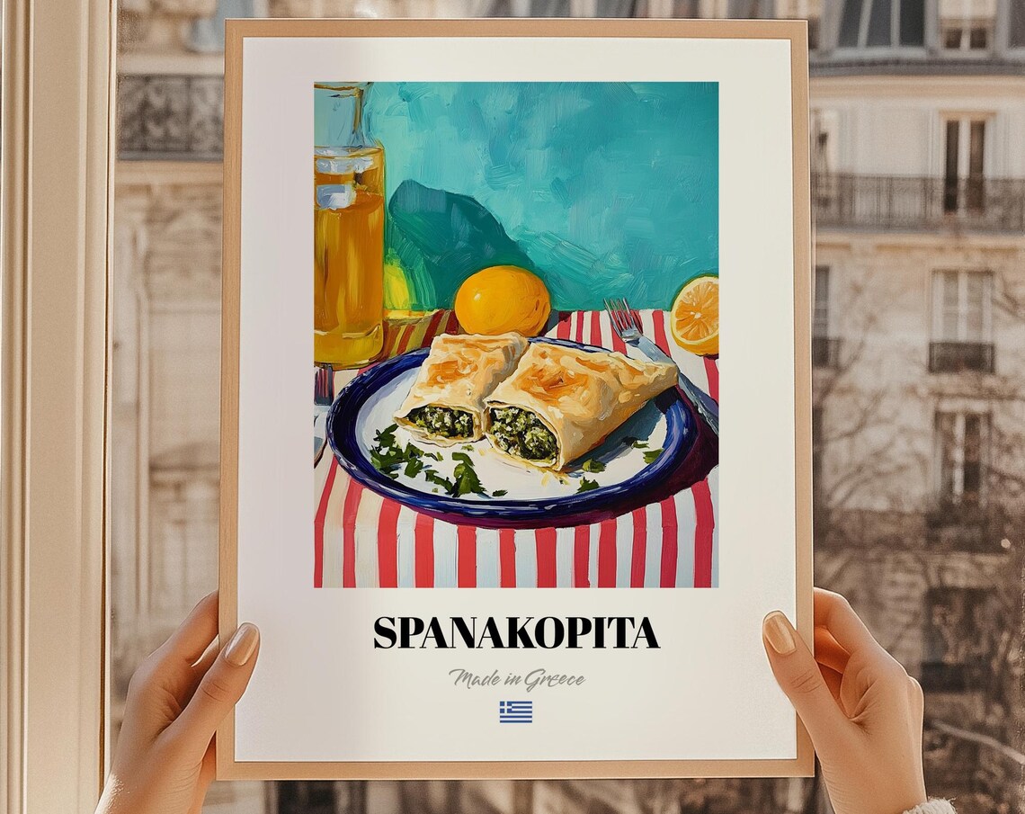 Spanakopita Greek Pastry Art Print, Kitchen Wall