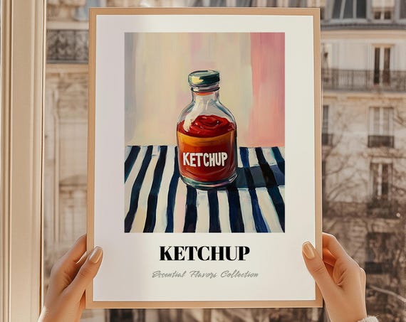 Ketchup Grocery Painting Sauce Wall Art Print Chef Gift Restaurant Decor Kitchen