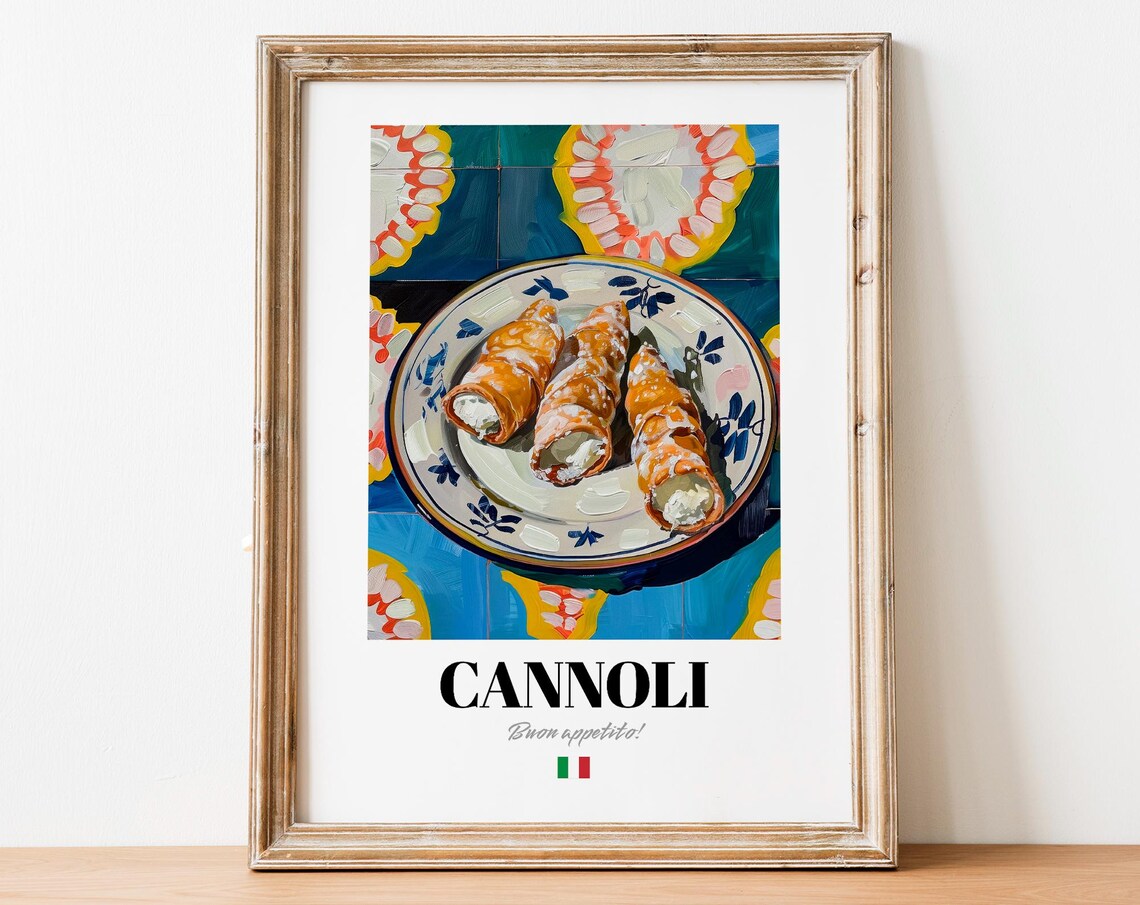 Cannoli Buon Appetito Colorful Italian Dessert Tiles Kitchen Wall Art