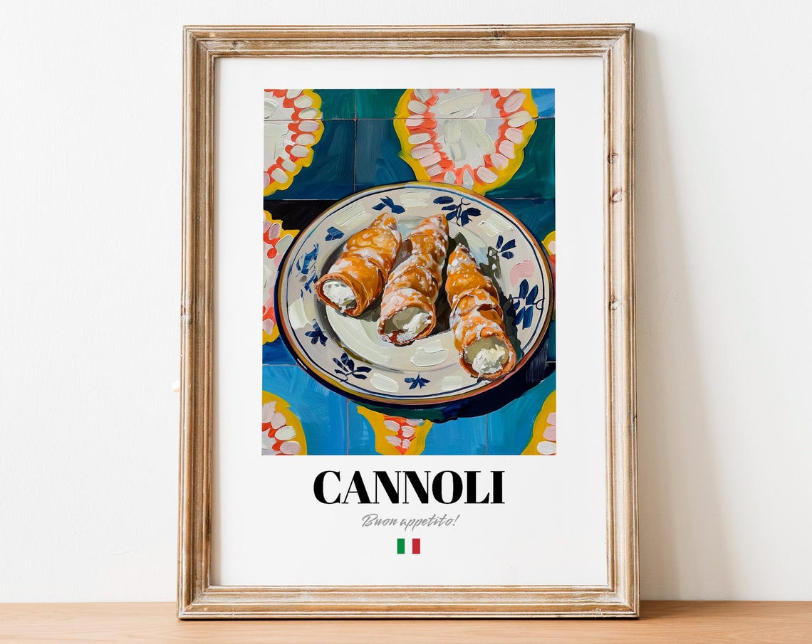 Cannoli Wall Art Print Italian Pastry Decor For Dessert Lovers