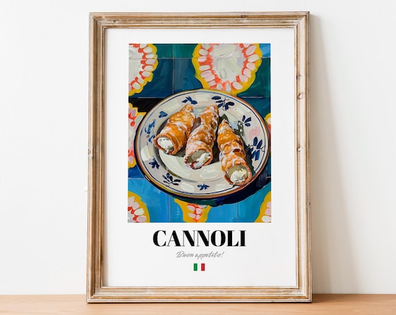 Cannoli Wall Art Print Italian Pastry Decor For Dessert Lovers