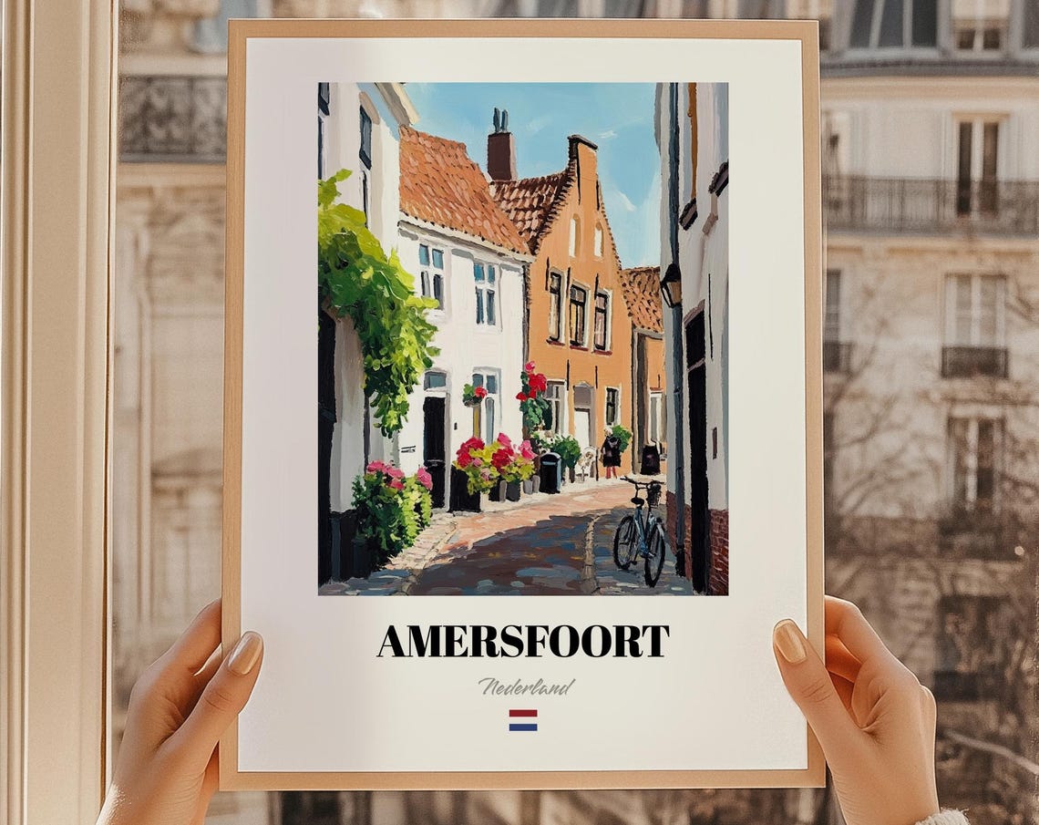 Amersfoort Netherlands Poster Charming Dutch Street Painting Gift