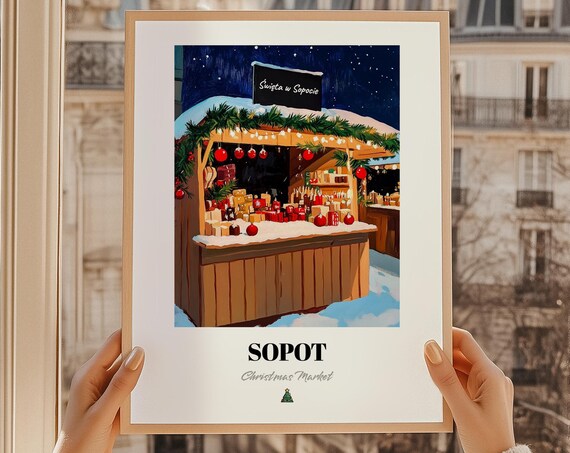 Sopot Poland Christmas Market Wall Art Print Poster Prezent Witeczny Wita W Sopocie