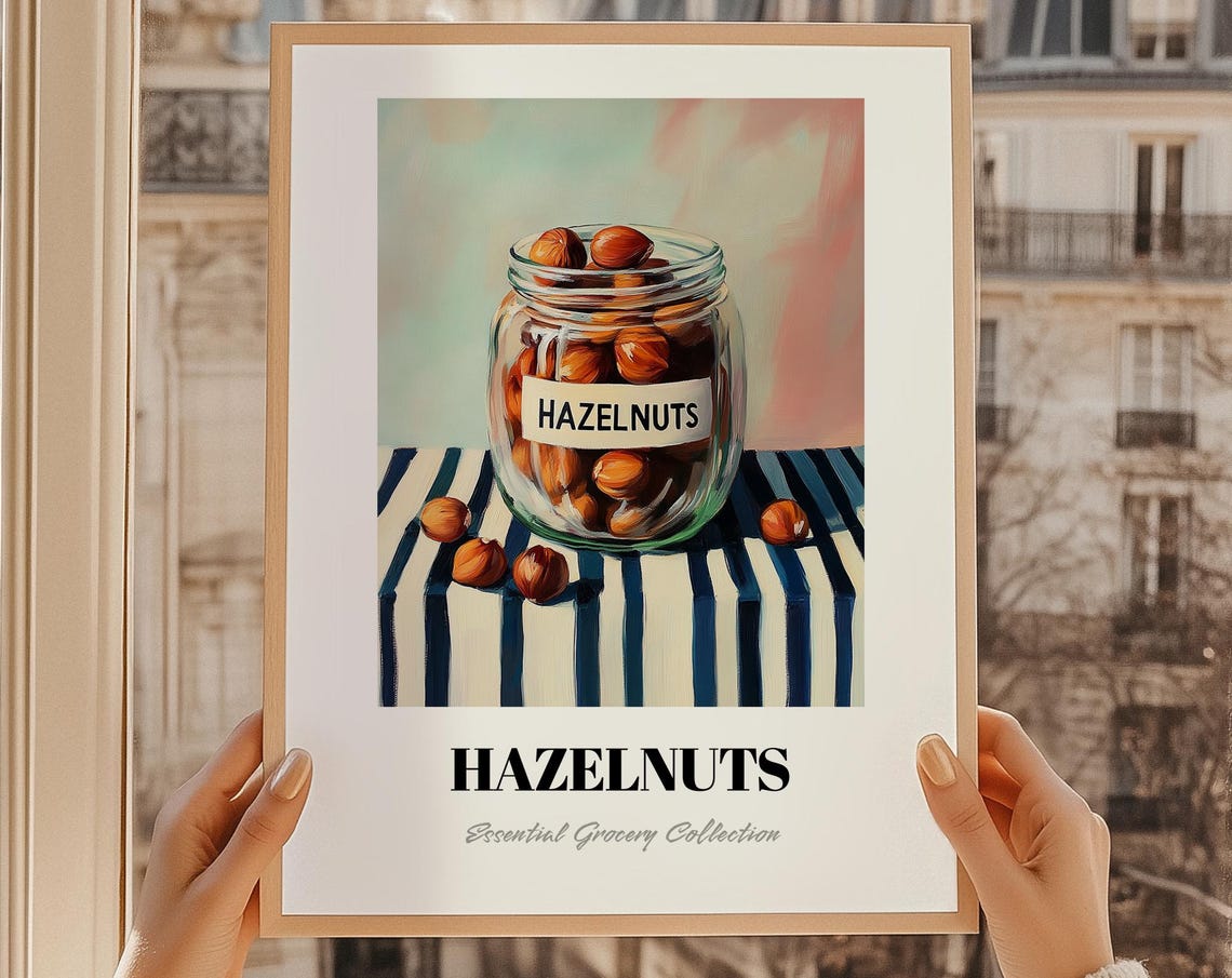 Hazelnuts Nuts Painting Pantry Wall Decor Print Foodie Gift Restaurant Kitchen Art