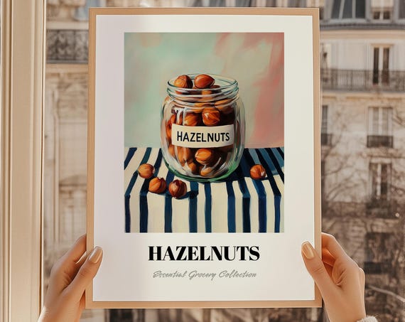 Hazelnuts Nuts Painting Pantry Wall Decor Print Foodie Gift Restaurant Kitchen Art