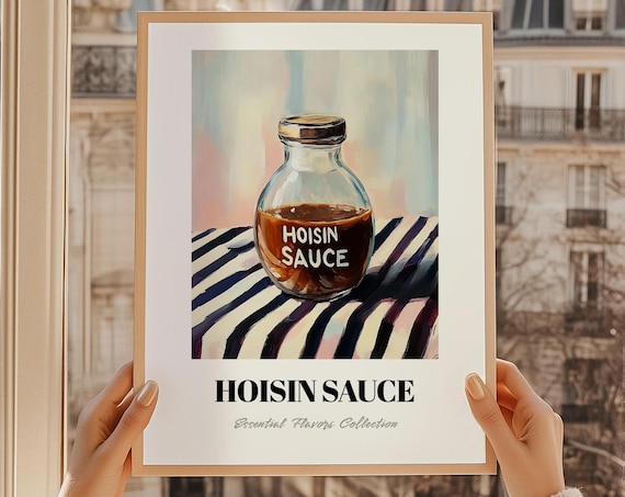 Hoisin Sauce Jar Vintage Grocery Condiment Painting Kitchen Poster
