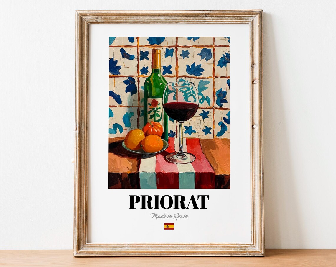 Vintage Priorat Bottle Print Poster Wine Art For Homes