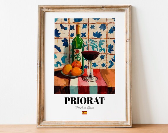 Vintage Priorat Bottle Print Poster Wine Art For Homes