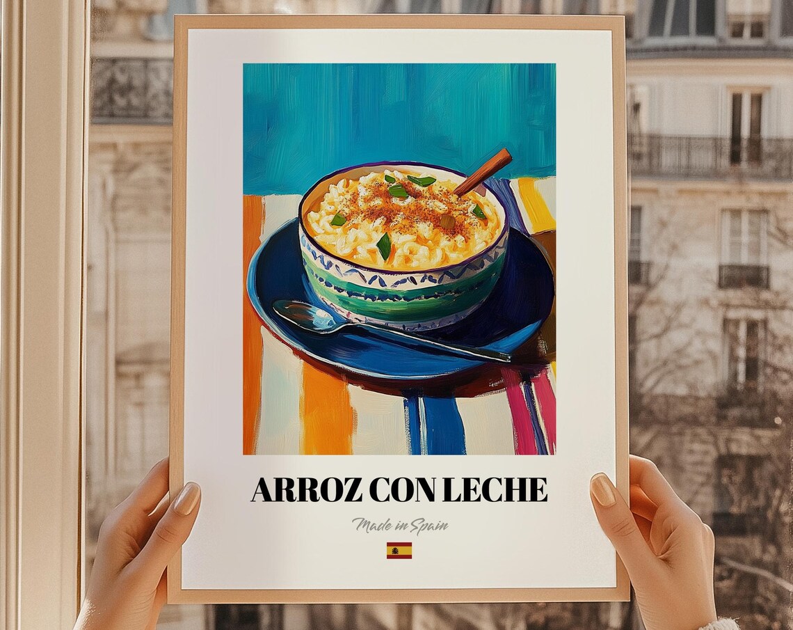 Arroz Con Leche Spanish Dessert Poster Recipe Personalized Cafe Menu Template Print Dining Room