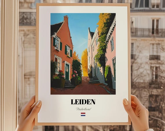 Leiden Nederland Netherlands Wall Art Print Of An Oil Painting Reproduction Home Office Decor