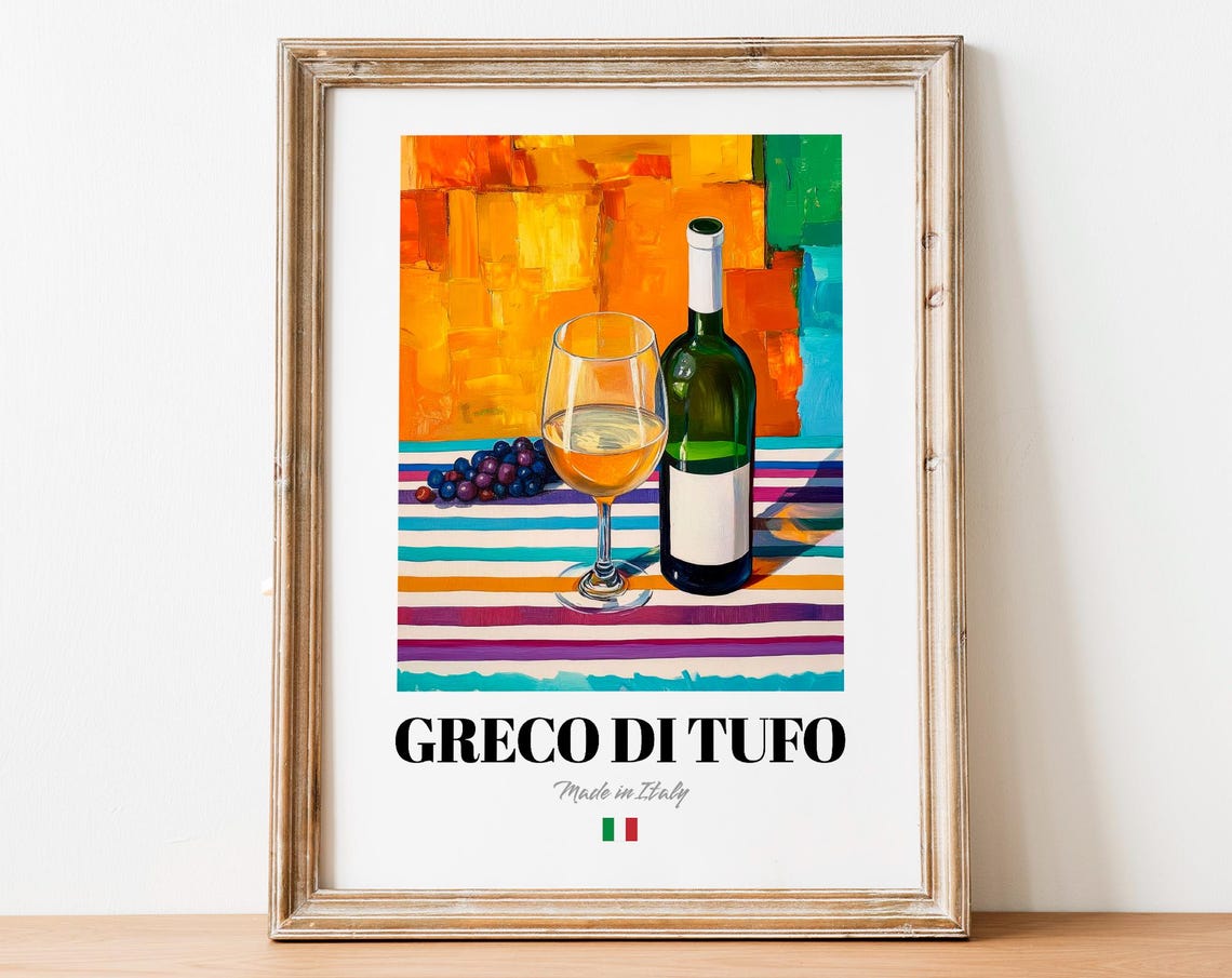 Greco di Tufo Made in Italy White Wine Still Life Art Poster