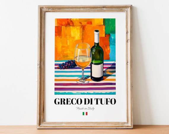 Greco Di Tufo Wall Art Print Poster Campanian Wine Artwork For Kitchens