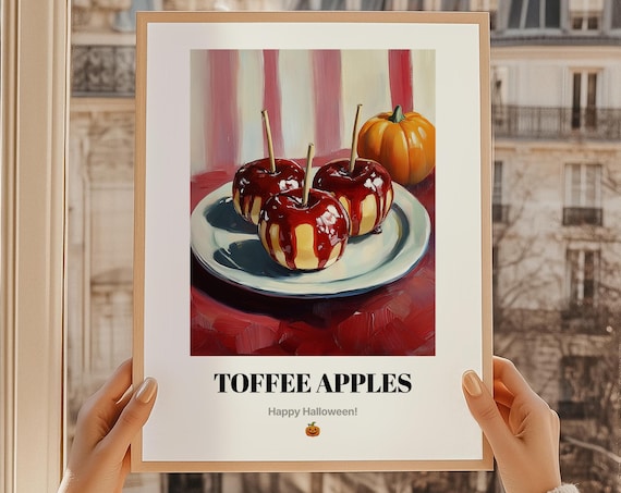 Toffee Apples Halloween Wall Art British Food Happy Gift Oil Painting Print