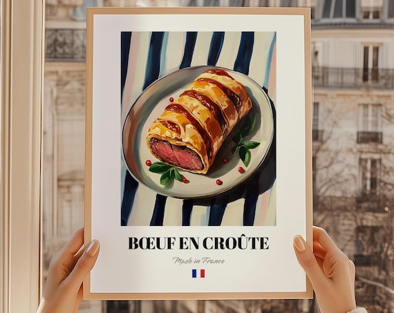 Boeuf en Croûte French Beef Wellington Golden Pastry Food Poster