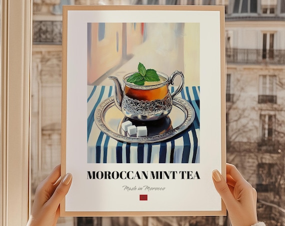 Moroccan Mint Tea Made in Morocco Silver Teapot Cafe Art Poster