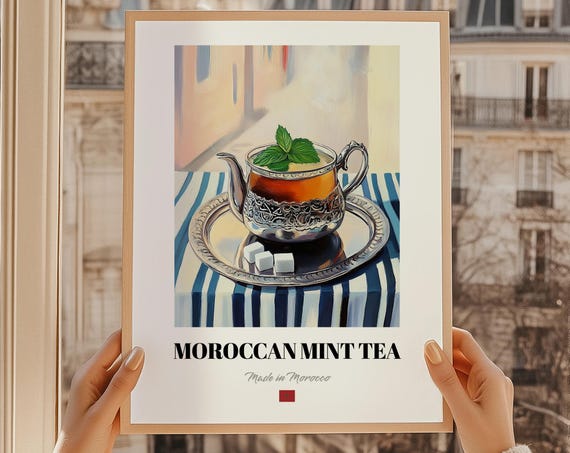 Moroccan Mint Tea Spirit Poster Bar Dcor Wall Art Morocco Friend Gift Kitchen