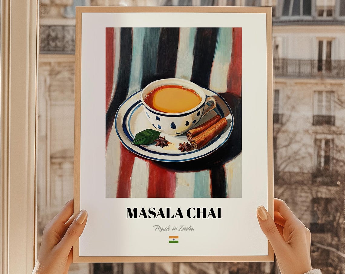 Masala Chai India Spiced Tea Cup Cinnamon Star Anise Food Art Poster