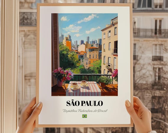 So Paulo Repblica Federativa Do Brasil Wall Art Oil Painting Reproduction Print Poster Living Room Decor