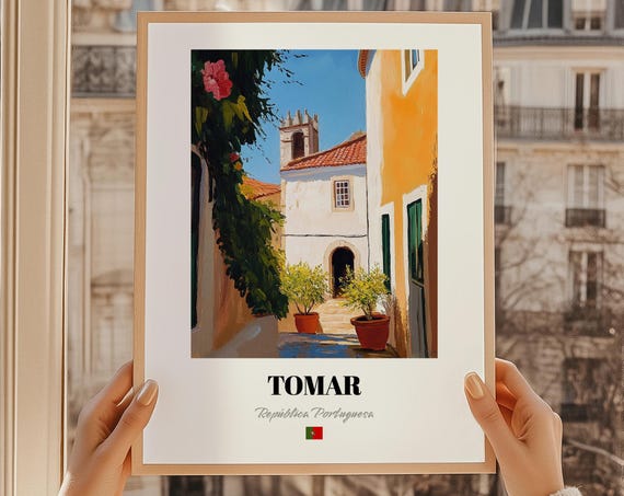 Tomar Repblica Portuguesa Portugal Wall Art Print Of An Oil Painting Reproduction Friend Gift Dorm