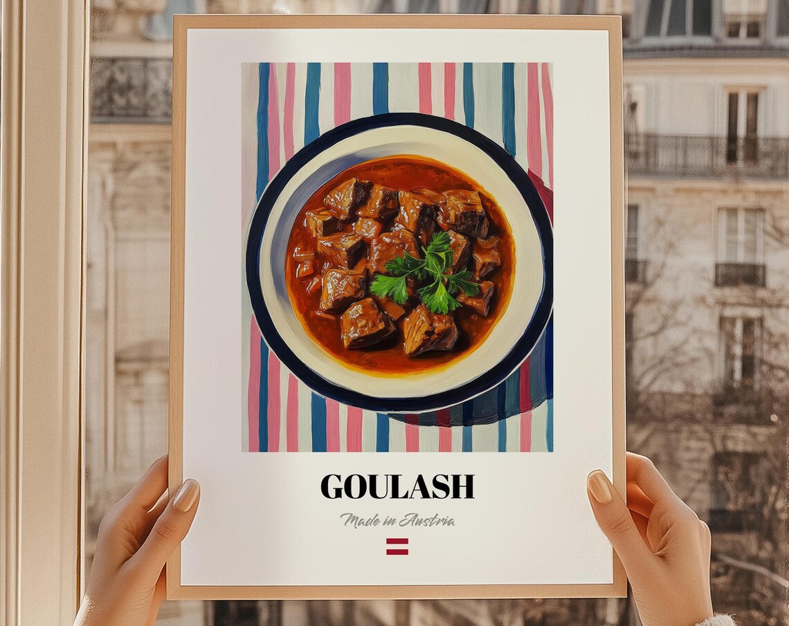 Goulash Austrian Beef Stew Bowl Oil Painting Made in Austria Poster