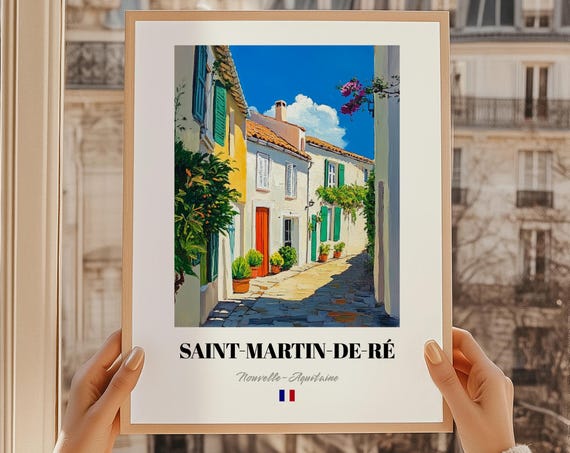 Saintmartinder Nouvelleaquitaine France Wall Decor Print Of An Oil Painting Reproduction Friend Gift