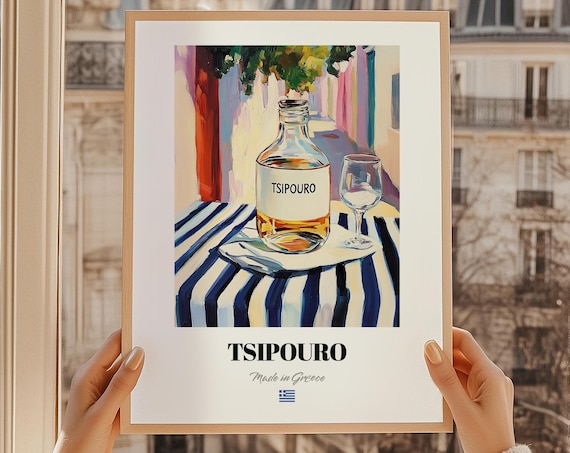 Tsipouro Greek Spirit Poster Bar Dcor Wall Art Friend Gift Dining Room Print