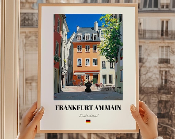 Frankfurt am Main Germany Travel Poster Old Town Square Painting Decor