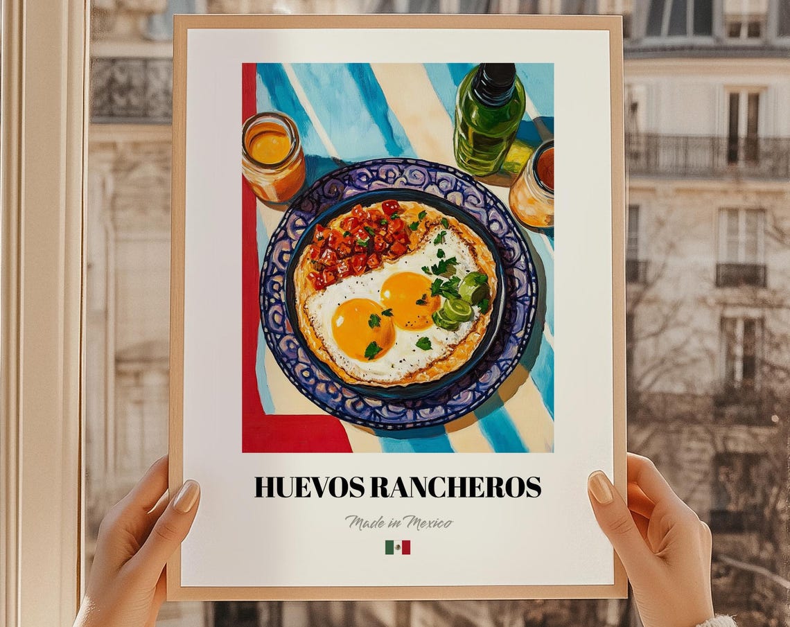 Huevos Rancheros Made in Mexico Vintage Breakfast Food Poster