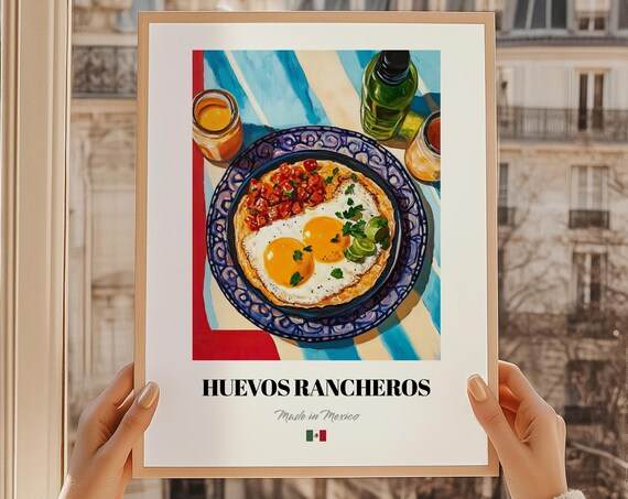Huevos Rancheros Made in Mexico Vintage Breakfast Food Poster