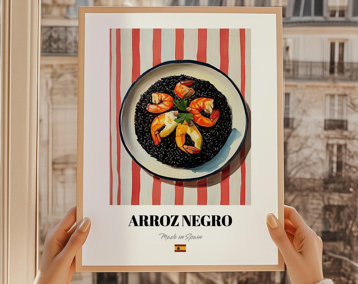 Arroz Negro Spanish Food Print Art Mothers Day Brunch Painting Kitchen Wall