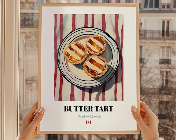 Butter Tart Wall Art Print Poster Canadian Cuisine Pastry Friend Gift Canada Restaurant Decor