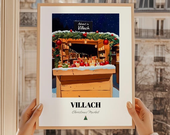 Villach Austria Christmas Market Poster, Advent