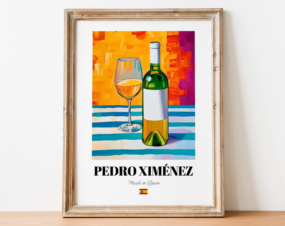 Pedro Ximnez Wine Wall Art Print Poster Luxurious Sweet Artwork For Kitchens