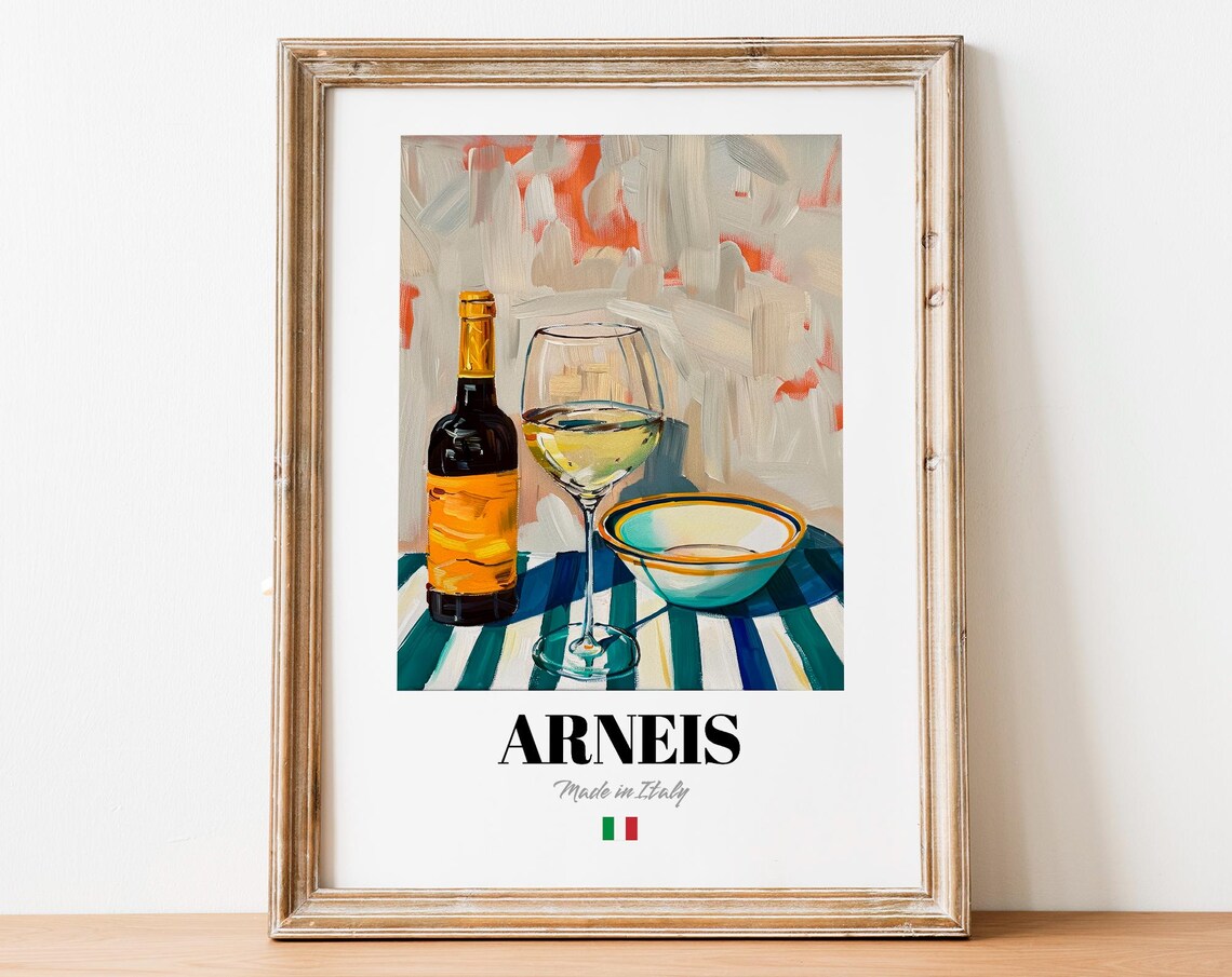 Italian Arneis Art Print Poster Piedmont Wine Artwork For Bars