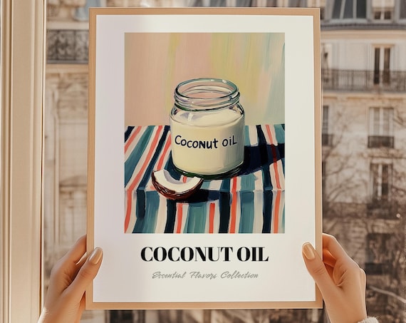 Coconut Oil Glass Jar Tropical Kitchen Still Life Flavor Print
