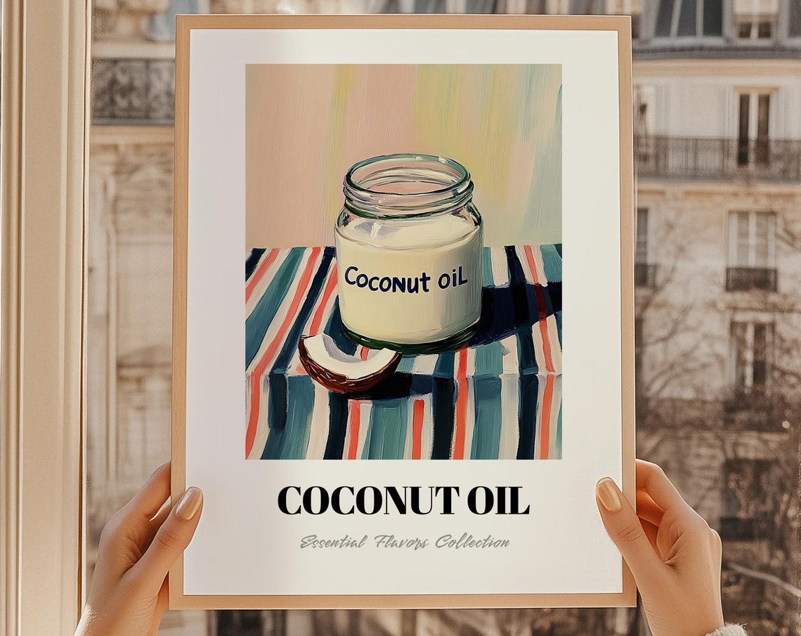 Coconut Oil Glass Jar Tropical Kitchen Still Life Flavor Print