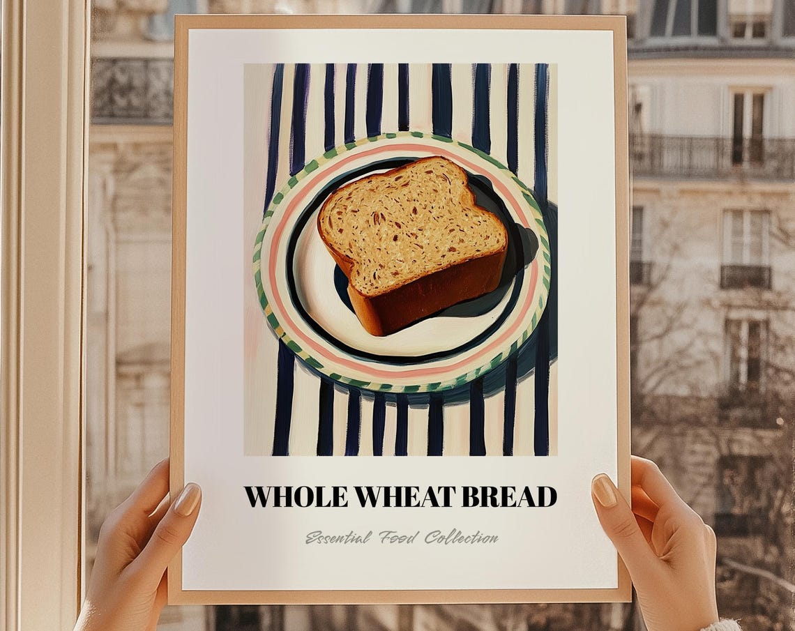 Hearty Whole Wheat Slice Essential Food Collection Kitchen Poster