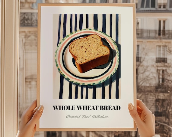 Hearty Whole Wheat Slice Essential Food Collection Kitchen Poster