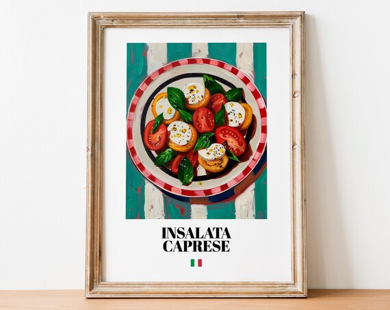 Caprese Salad Poster Basil Leaves Decor For A Fresh And Tasty Ambience