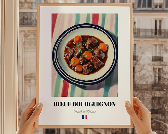 Boeuf Bourguignon French Beef Stew Rustic Food Painting Poster