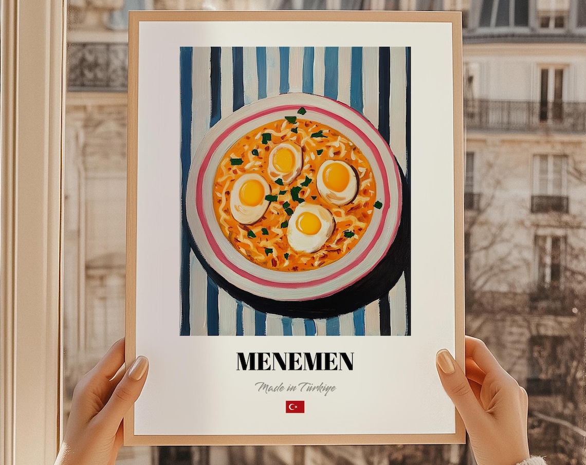 Menemen Turkish Eggs Made in Turkiye Cuisine Painting Poster